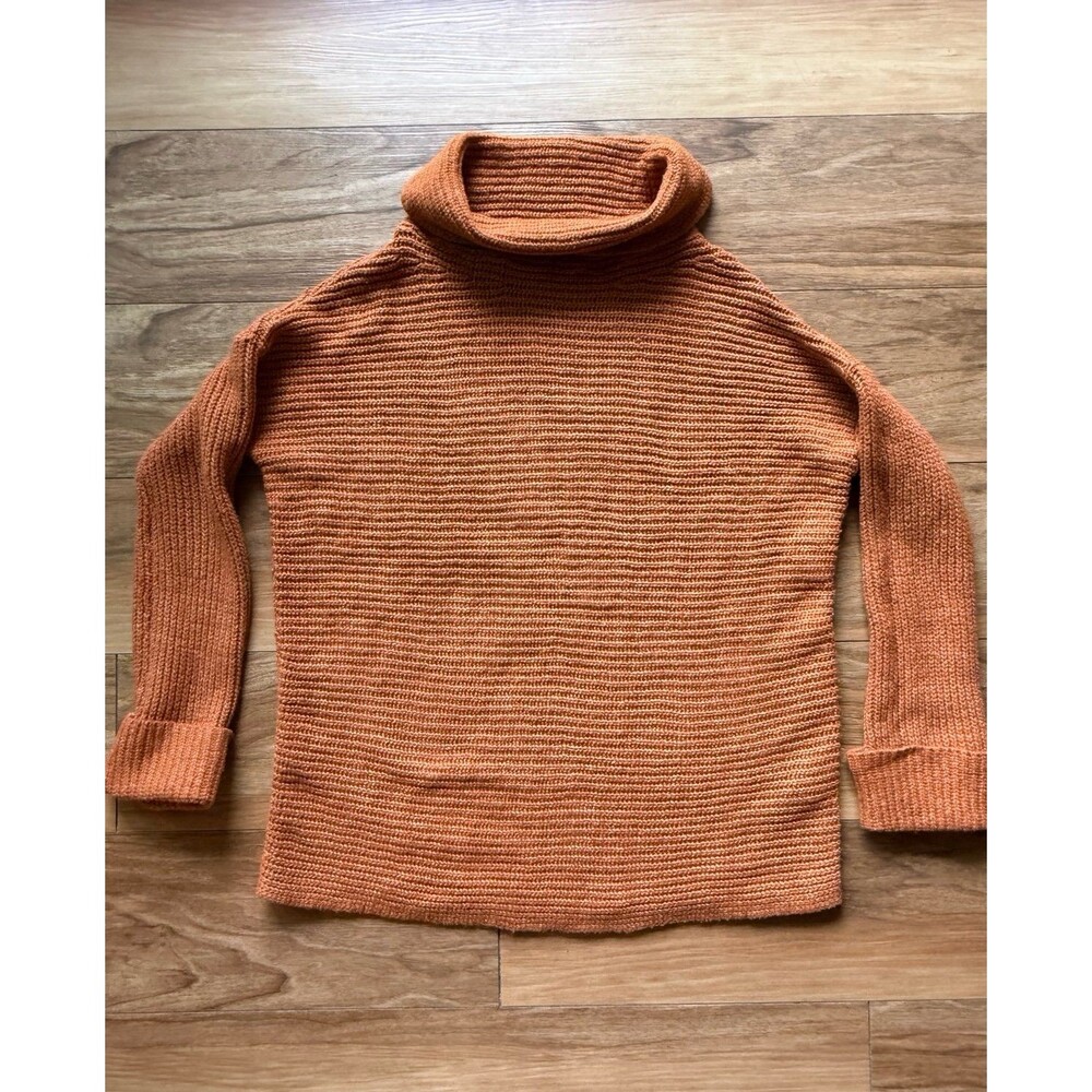 Anthropologie Pilcro Rust Orange Cowl Neck Chunky Knit Sweater Size Small